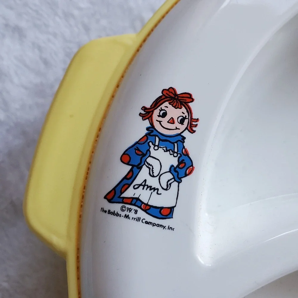 Vintage Raggedy Ann & Andy Nursery Needs Hot Water Feeding Dish W/ Box 1978